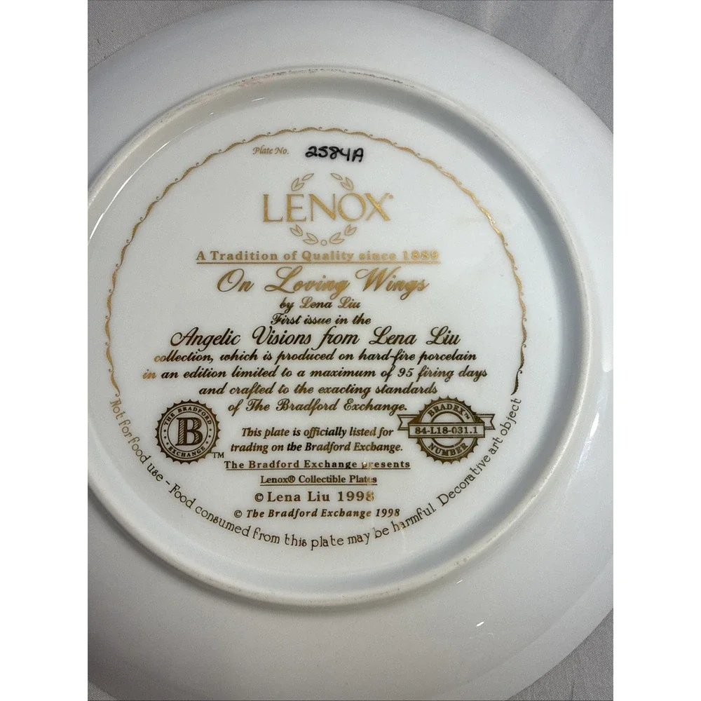 Lenox Lena Liu On Loving Wings Collector Plate 1998 Angelic Visions 2584A 8